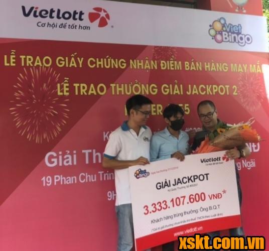 Vietlott: Trao thưởng 3,3 tỷ đồng cho khách hàng ở Quảng Ngãi