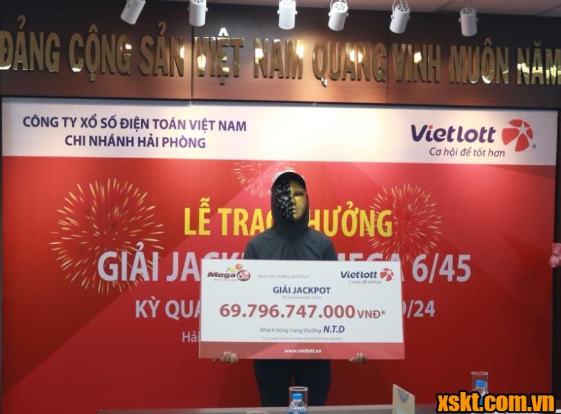 Vietlott: Khách hàng may mắn đầu tiên tại HẢI PHÒNG trúng Jackpot 69 tỷ