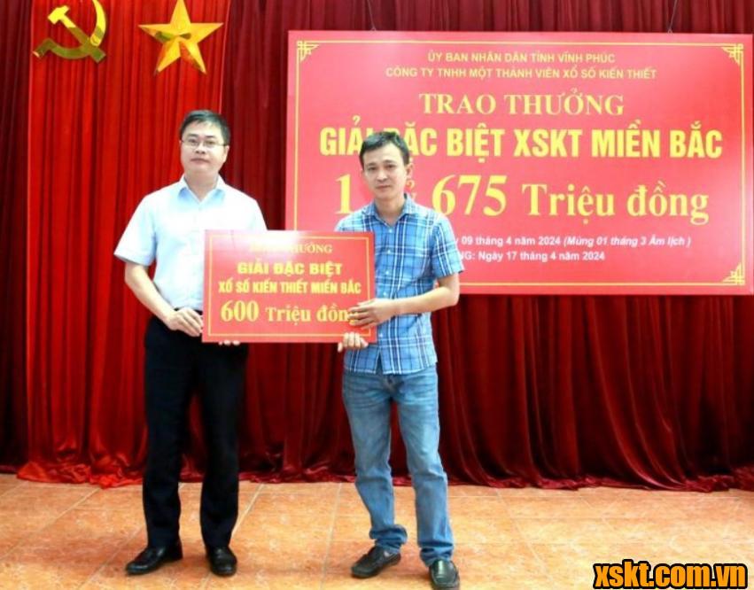 XSMB: Trao thưởng 600 triệu đồng cho khách hàng huyện Tam Dương Vĩnh Phúc